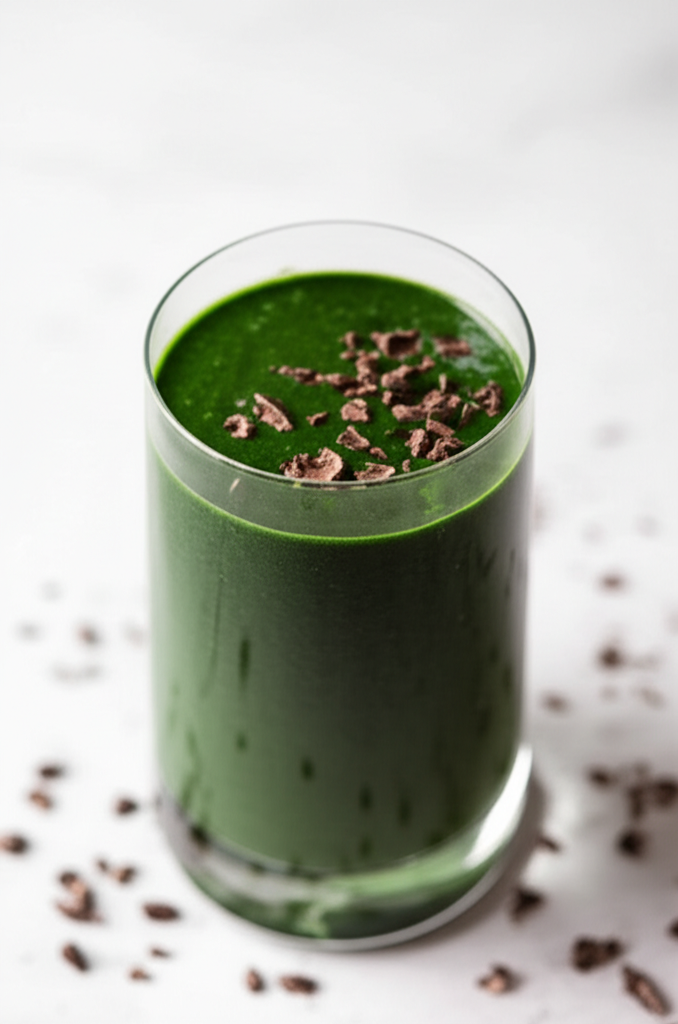 Bebida Amarantecutli con espirulina y nibs de cacao